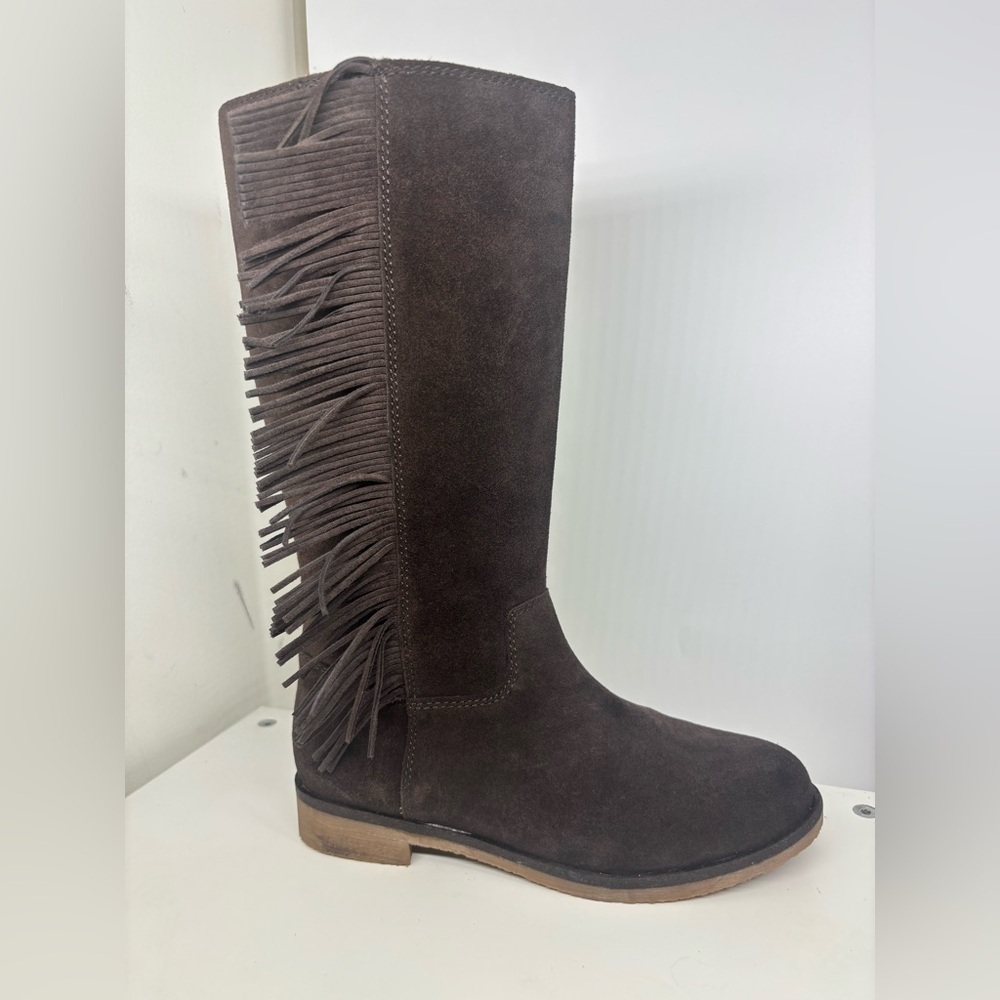 NWOB Lucky Brand Leather Tassel Chocolate Brown Round Toe Fringe Western Boots 6